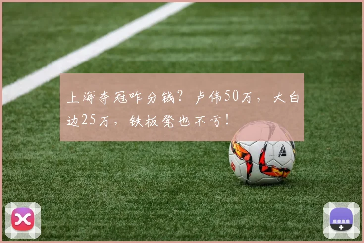 上海夺冠咋分钱?卢伟50万,大白边25万,铁板凳也不亏!